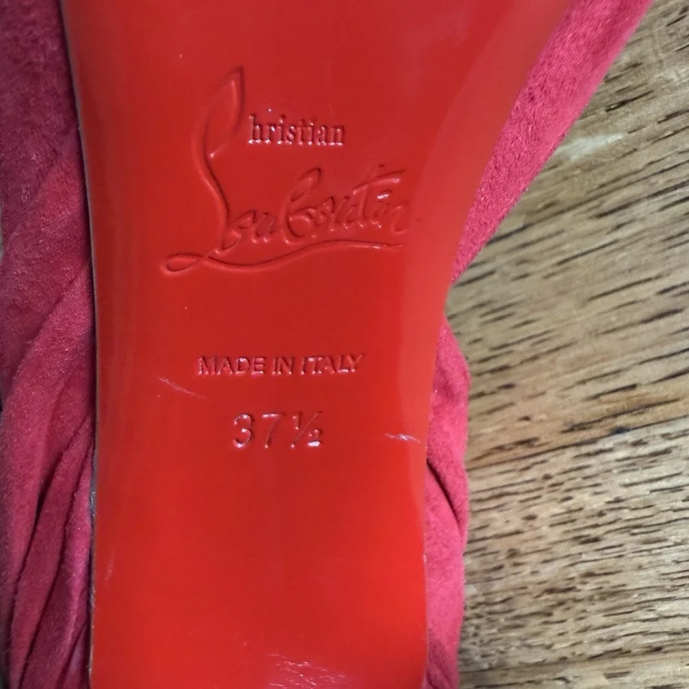 CHRISTIAN LOUBOUTIN Suede Barbara 100 Peep Toe Pumps 36 Oeillet size 37.5